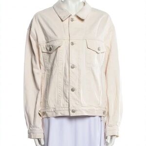 Light Cream Denim Jean Jacket with Button Front